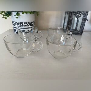 1950s Mid Century Federal Glass Homestead 4 Piece Cups for Snack Set vintage